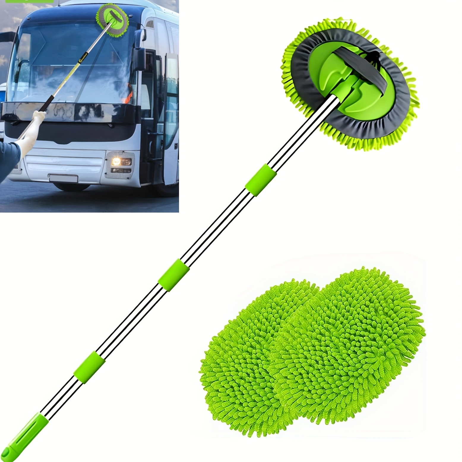 TEMU Cepillo para de coches, cepillo de de coches de 62 pulgadas con mango telescópico, mopa de de coches para coches, RV, caravanas, camiones
