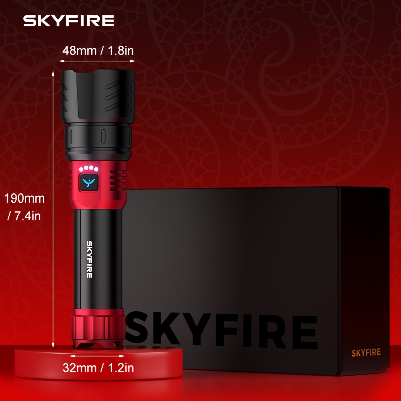TEMU Skyfire 2026 New Led Flashlight, Rechargeable With Focus Ignition Lens, 17h Long , 4 For Camping Outdoor Home Emergency