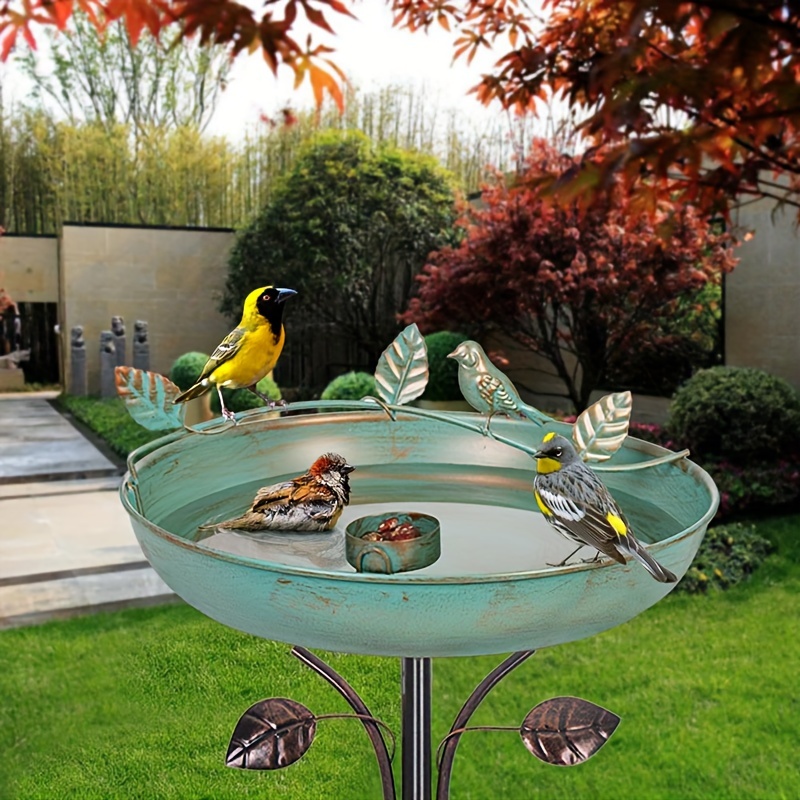 

5 Prongs Base Bird Bath With Metal Stake, Garden Bird Bath For Outdoors Tall Bird Bath Cast Iron Freestanding & Lightweight Bird Bath