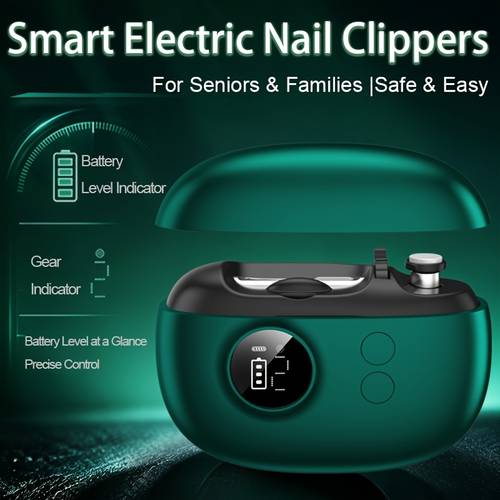 item picture electric nail clippers 4 blade multifunctional automatic trimmer with magnifier led light 2 speed adjustable for nails rechargeable type c dust collector portable for seniors 2026
