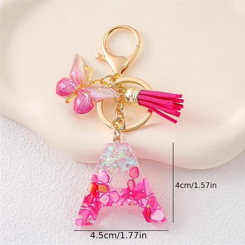 TEMU Llavero de Moda Rosa con , Lentejuelas, Degradado, , Borla, Cristal, Goteo de Pegamento, Colgante para Bolso de Mujer, Llavero de Navidad para