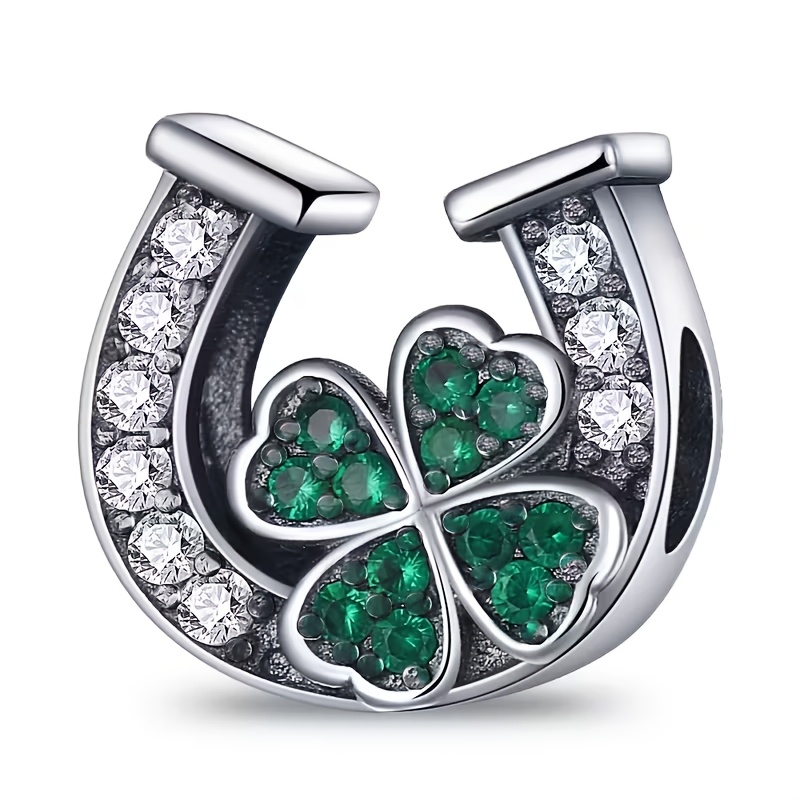 TEMU This S925 Silver-plated Clover Horseshoe Charm Is A Stylish And , Making, Such As Original Bracelets, Bangles, Or Necklaces. It Makes A Perfect