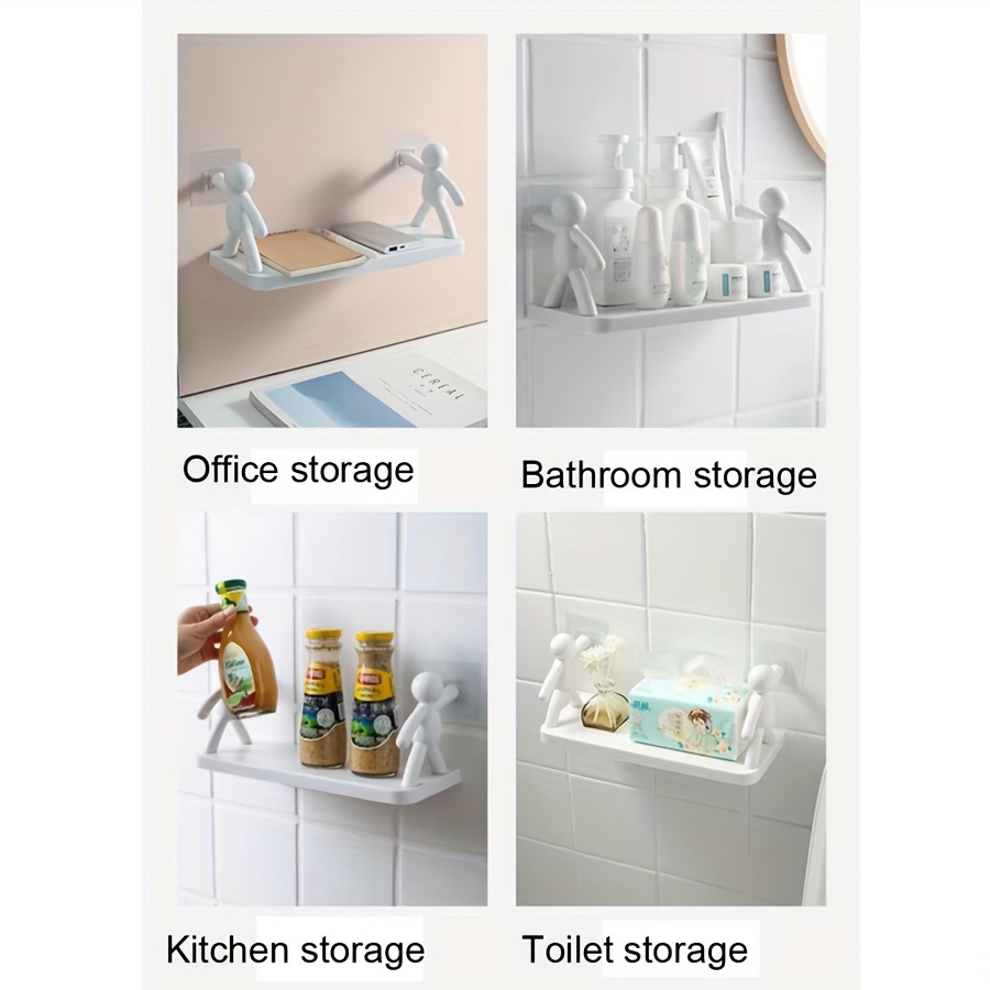 versatile no drill wall storage shelf humanoid design   bathroom living room bedroom balcony   plastic   to 4 41lbs details 11