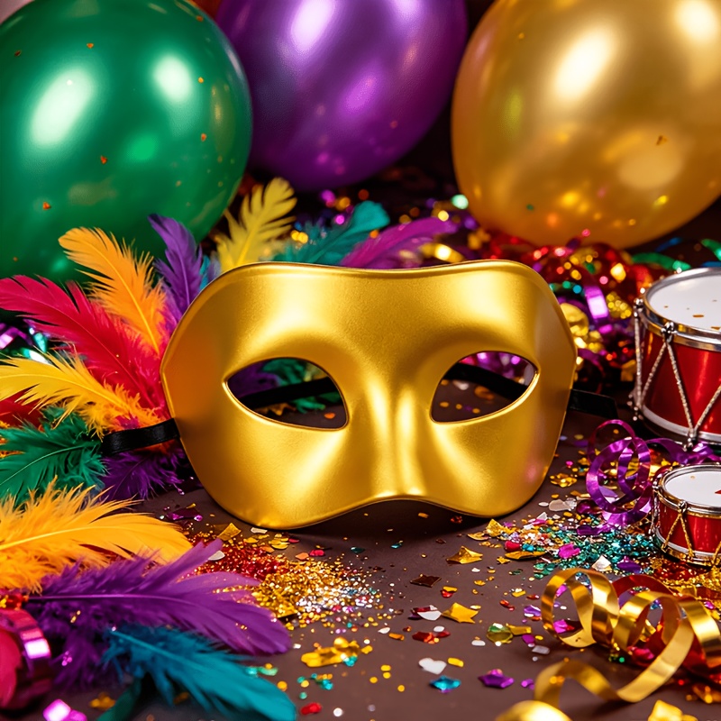 4-pack Masquerade Mask Party Set, Golden and Silvery