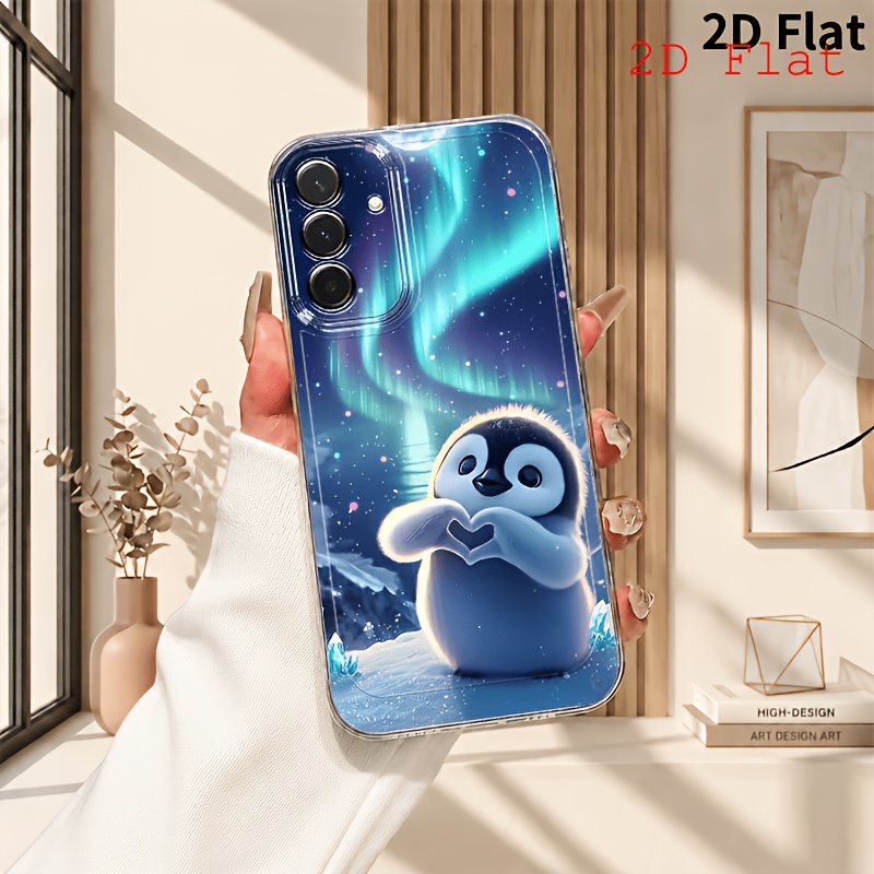 TEMU Phone Case - 2d Flat Heart Penguin Phone Case Suitable For Galaxy A03s A04 A05s A06 A07 A13 A14 A15 A16 5g A17 A22 A23 A24 A25 A26 A32 A34 A35