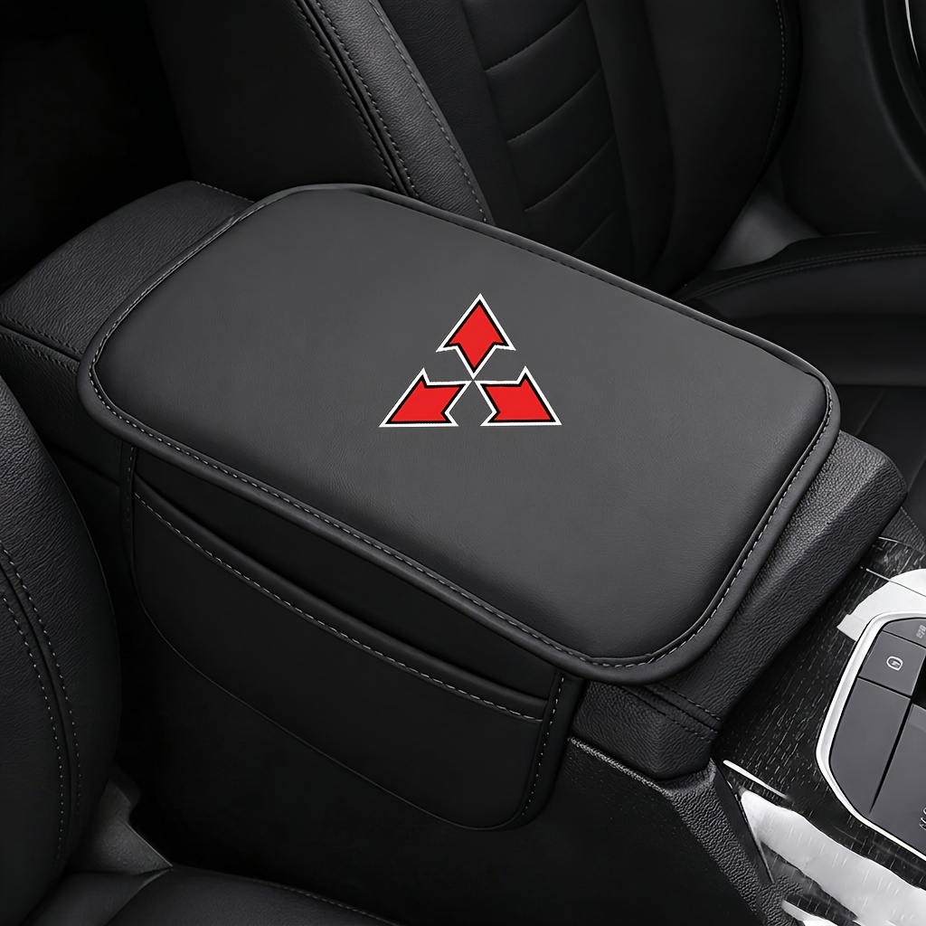 TEMU Car Center Console Armrest Pad, Premium Pu Leather Protector Cover With Memory Foam Elbow Support For Driving , Dual Side Storage Pockets
