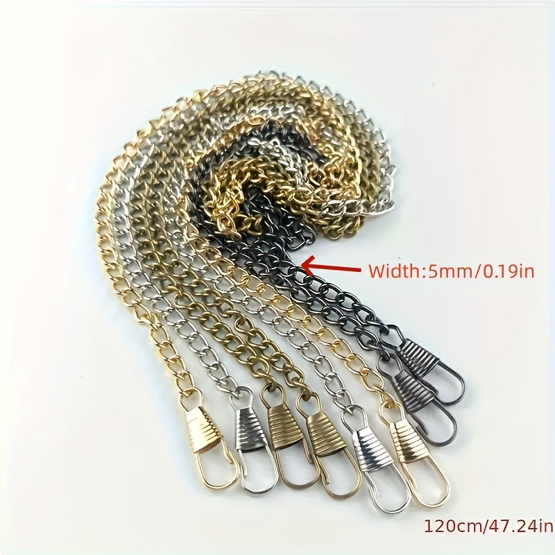 E-shop 4er-Set vierfarbige Ketten, Breite 5mm/0,19 Zoll, Länge 120cm/47,24 Zoll Metallketten-Geldbörsenverschluss Damen-Schultergurt für Taschenersatz,
