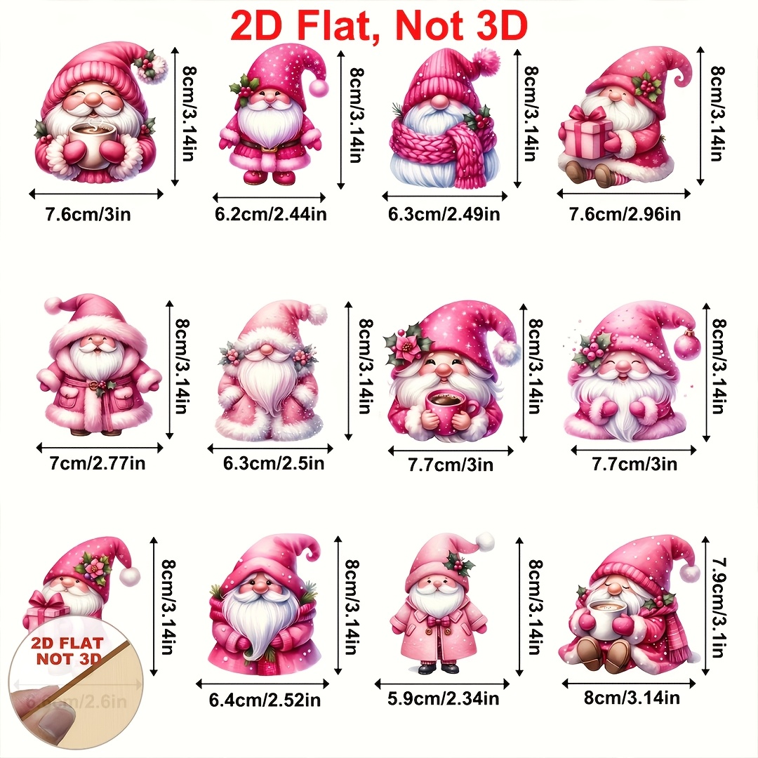 Image of 2d Flat 12pcs Set Cute Pink- Wooden Christmas Ornaments Creative Santa Claus Elf Christmas Tree Hangings Add Charm To Christmas Tree Perfect Christmas Gift