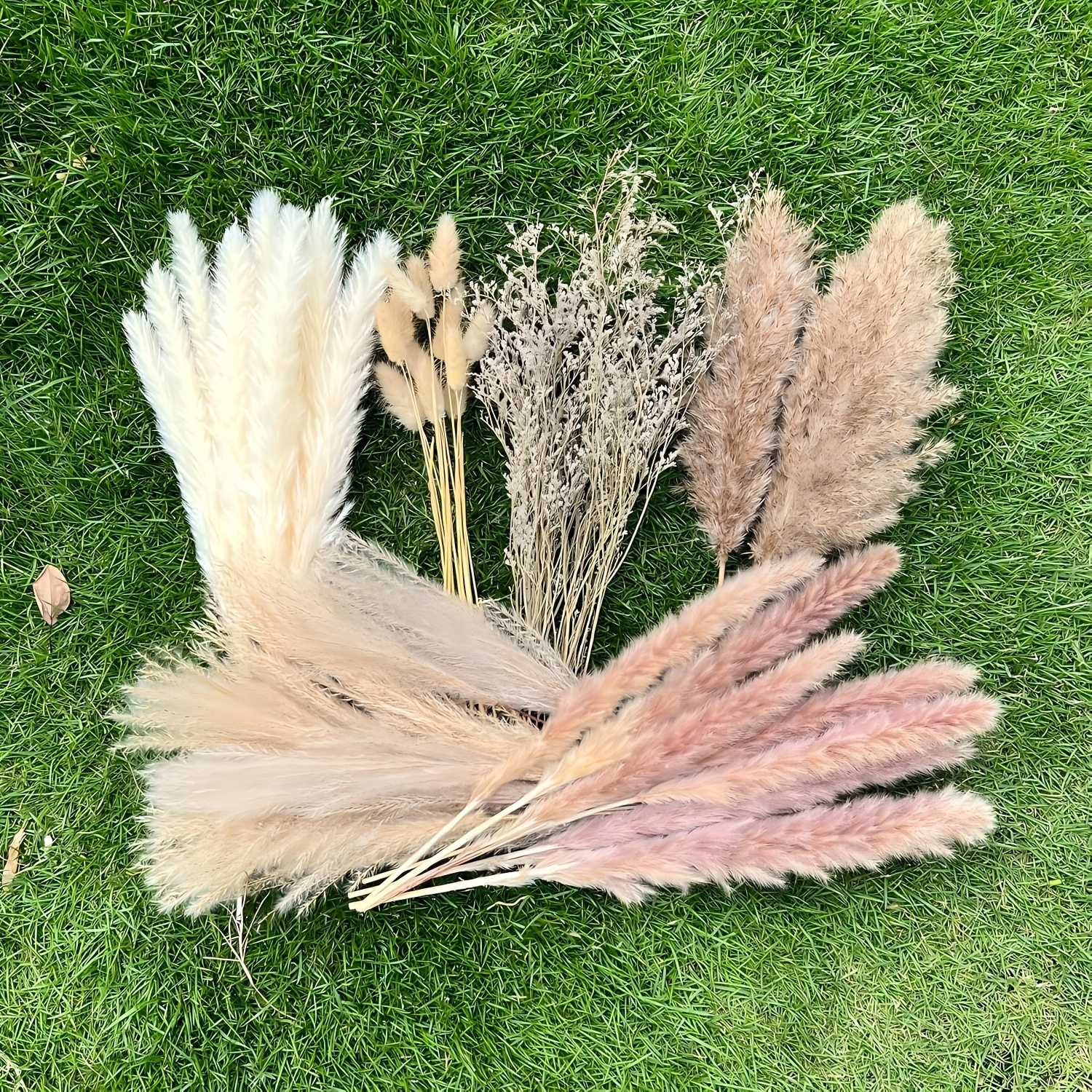 103pcs Dried Pampas Grass, Boho Aesthetic Small Vases For Wedding, Centerpieces, Living Room Decorations, Dining Table Decor, Entryway