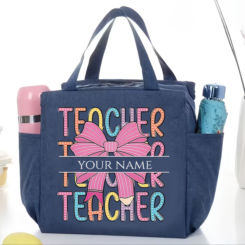 TEMU Customizable Teacher Name Tote Bag, Lightweight Fixed Shoulder Strap, Large Capacity Gift And Shopping Bag, Suitable For Commuting And Travel -