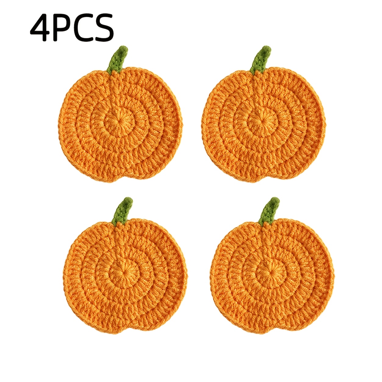 4 piezas/8 piezas de posavasos de calabaza de ganchillo hechos a  , almohadillas térmicas de escritorio para tazas de té, tazas de café y mugs, tema de otoño, protección de escritorio, adecuados para otoño, halloween, acción de   y decoraciones de fiestas temáticas