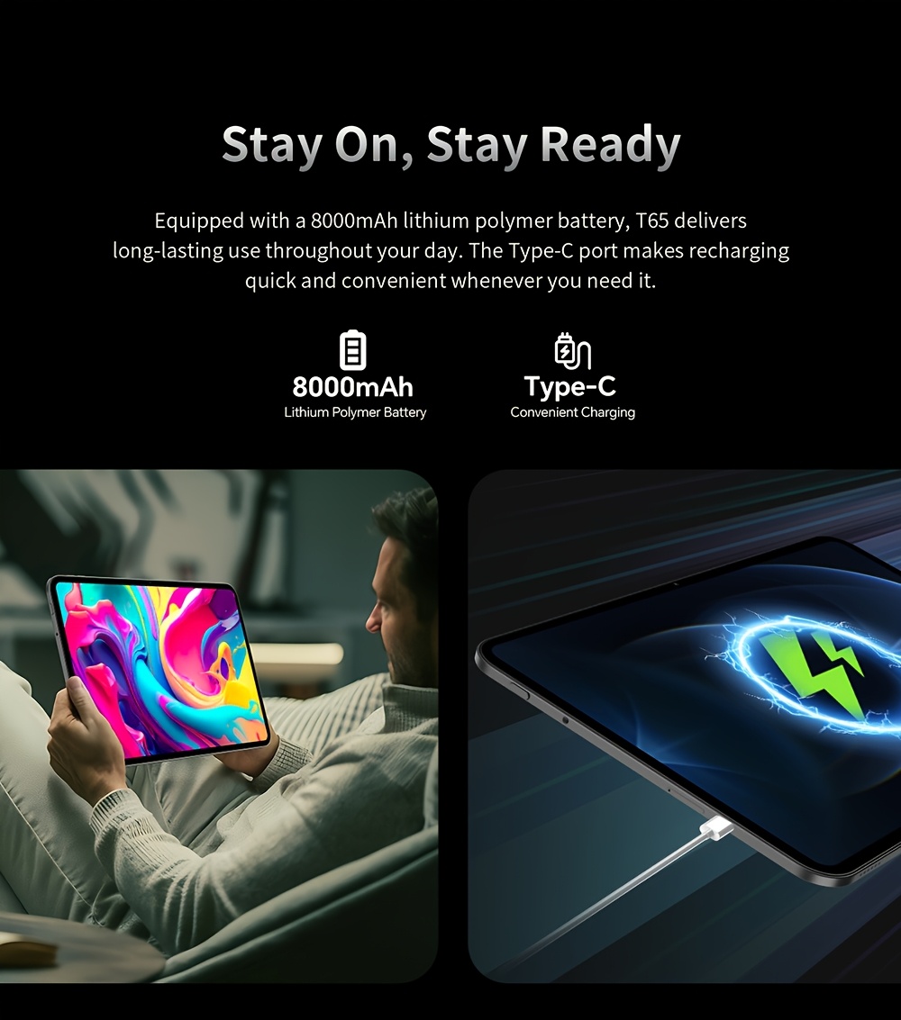 TECLAST T65 Tablet 13.4'' Inch, Top Gaming 120Hz Tablet Unisoc T7280 Octa-Core 2.2Ghz CPU, Android 16 Max 20GB(8+12) RAM 128GB ROM Opslag Ondersteuning 4TB TF Kaart Uitbreiding, TDDI FHD 1920×1200 Groot Display Pad, Dual SIM 4G LTE + 5G WIFI, Tablet, Pad