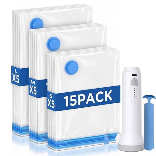 16pcs vacuum compression storage bag set 5s 5m 5l with a pump large medium small suitable for bedding clothes travel essentials suitcase vacuum seal bags thickened material travel storage bag set saving bags