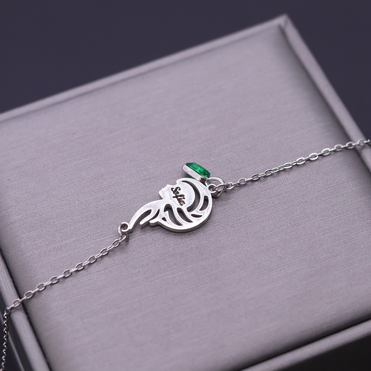 Custom Name Engraved Mermaid Bracelet, Stainless Steel Adjustable