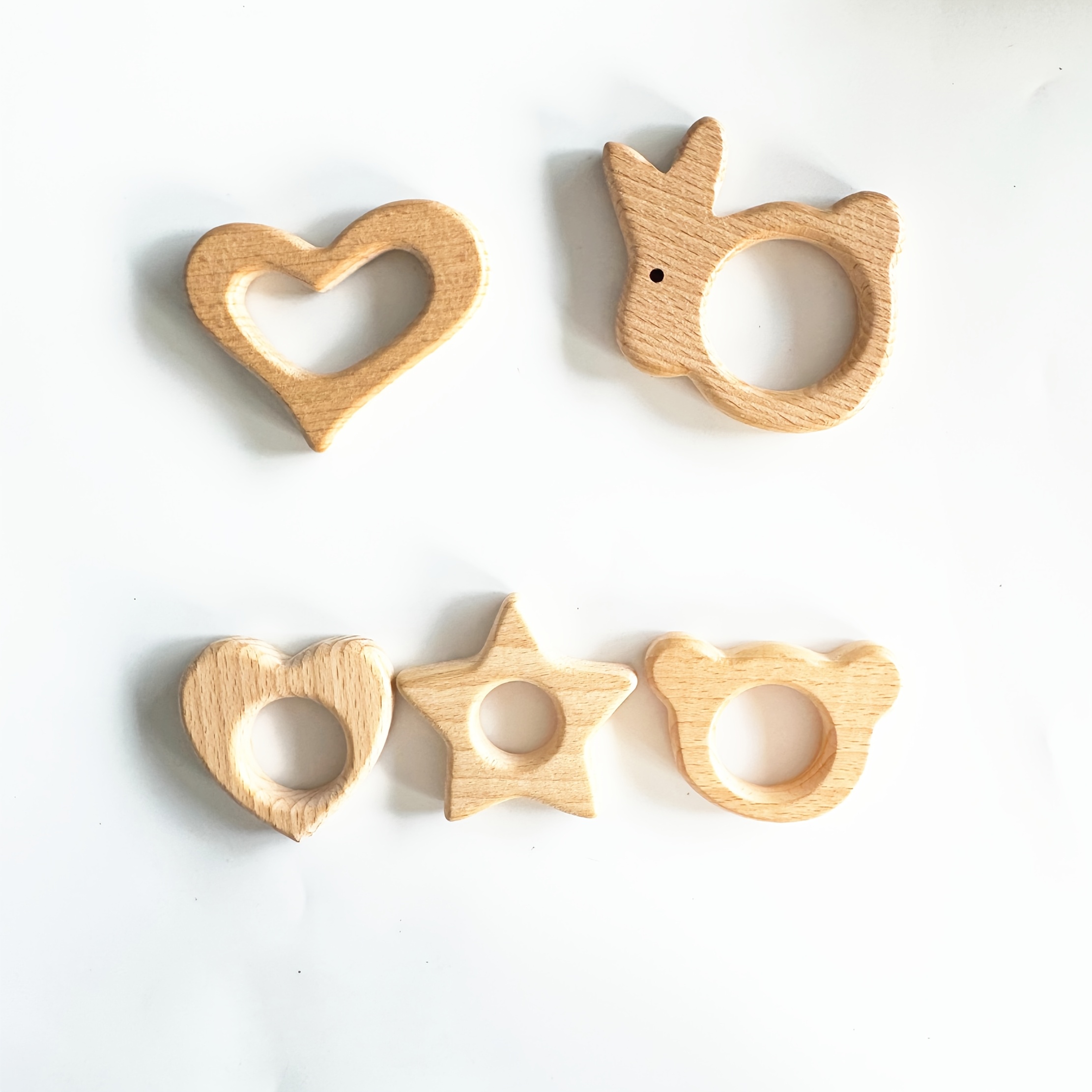 5pcs Wood Set - Natural Wooden Charms For Crafts, Jewelry Making - Includes And Star Designs, Wooden Craft Shapes