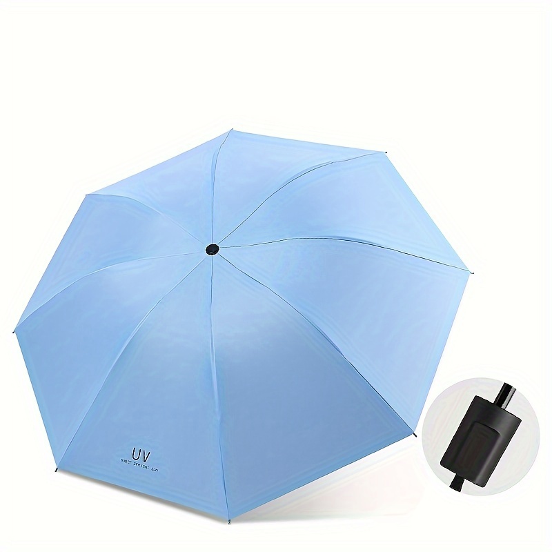 

Trendy Solid Color Waterproof Folding Umbrella With Uv Protection, Casual Rain Gear For Men's & Women's Outdoor Activities