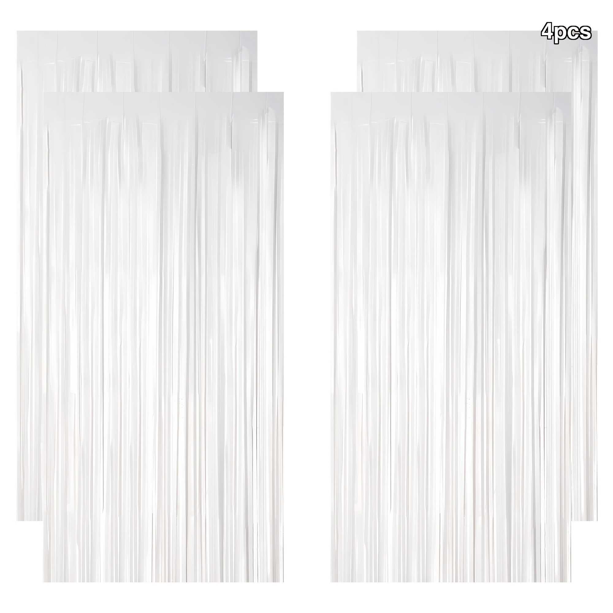 TEMU Lot de 4 bannières de fond à franges en tinsel, franges métalliques multicolores pour décorations de de fête d'anniversaire, de mariage et