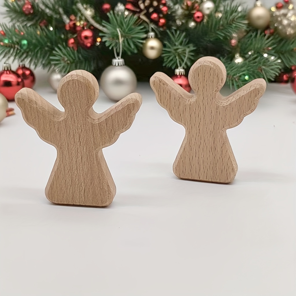 2 Statue Ornaments, 2.56inch Wooden Ornaments, , Suitable For Christmas Table Decoration Ornaments
