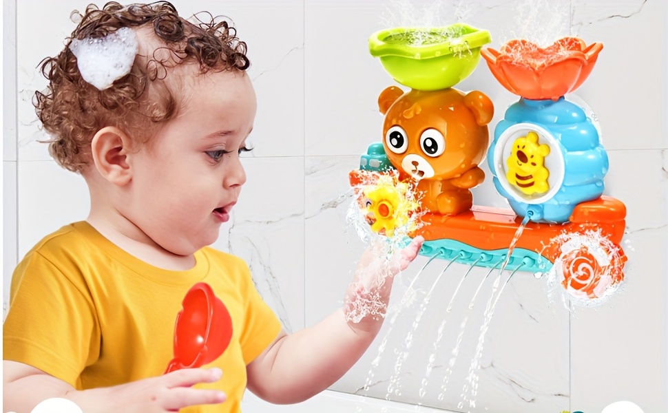 Baby Bath Toy with Two Strong Suction Cups, Kids Bathtub Water Play Bear Boat Toy for Boys and Girls, Ideal Gift for Infants and Toddlers Learning to Shower