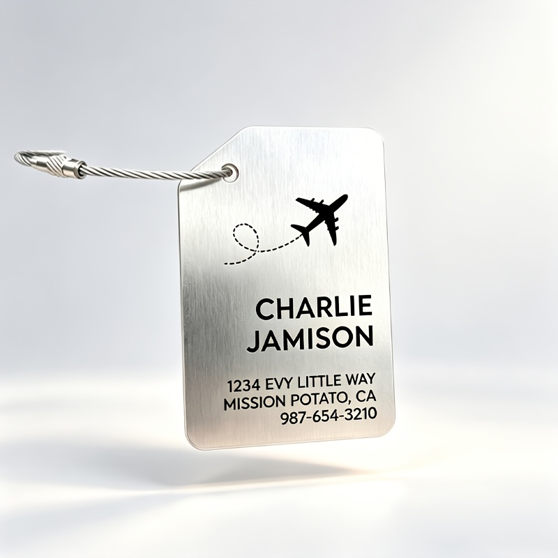 TEMU Custom Stainless Steel Luggage Tags & Backpack Id Tags With Anti-loss Stainless Steel Cords, Backpack Tags | Tags | Airline Luggage Tags | Bag