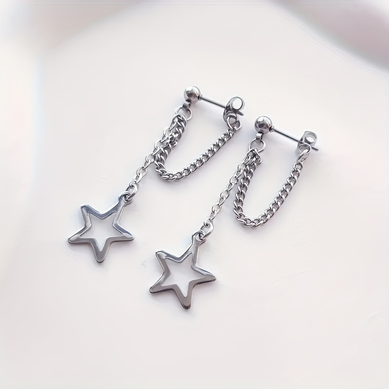 Simple And Stylish Star Earrings, Exquisite Women's Ear Jewelry With Chain Design