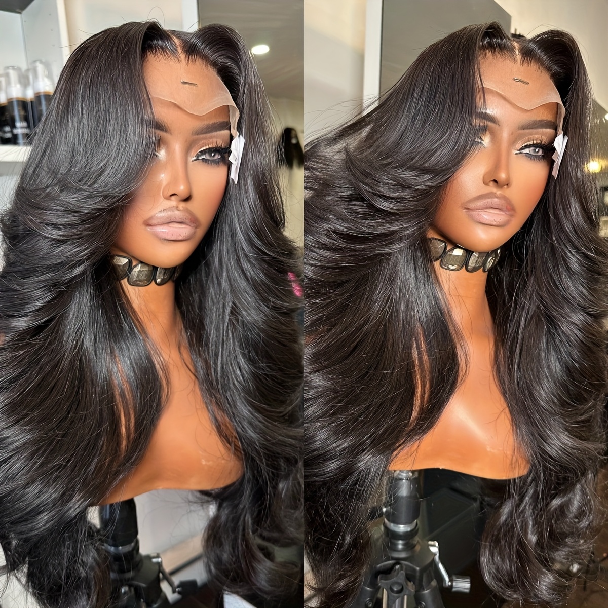 Body Wave Wigs Loose Wave Wigs Hd Lace Wigs 180 Density Heat Resistant Fiber Wig For Women Black Color Long Wave Wig For Daily Use 30 Inch