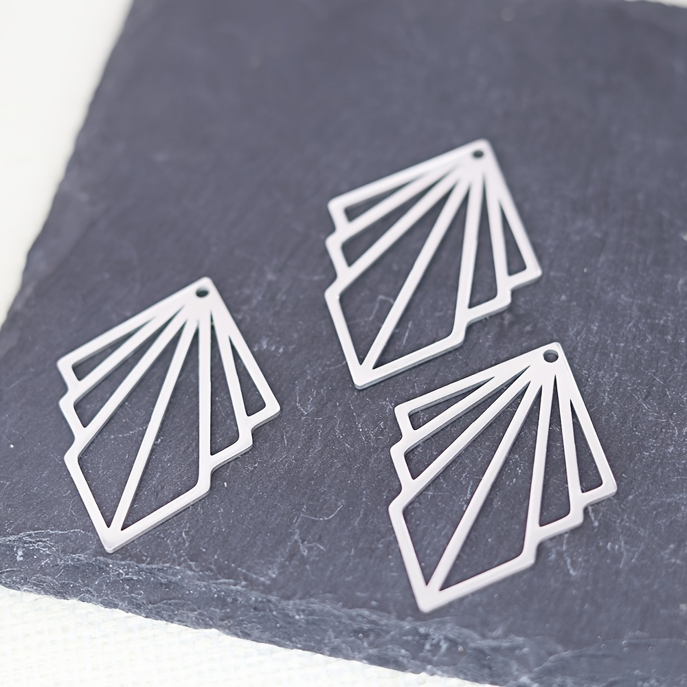E-shop 3 Stk. modischer Papierflieger-Fächerförmiger Anhänger aus Edelstahl für Schmuckherstellung, Halsketten, Ohrringe, DIY-Bastelzubehör