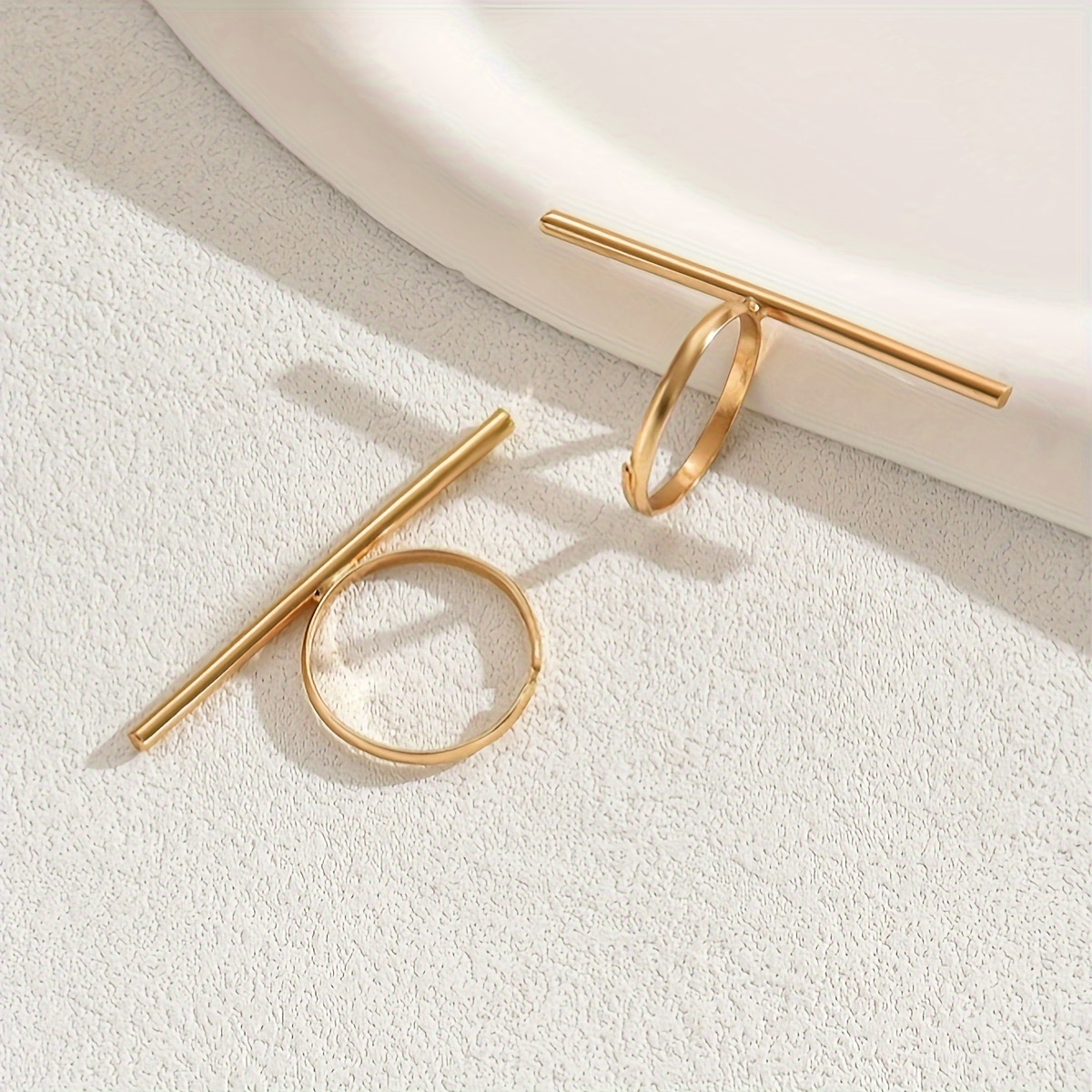 Geometric Bar & Ring Set Minimalist Alloy Accessory for Women