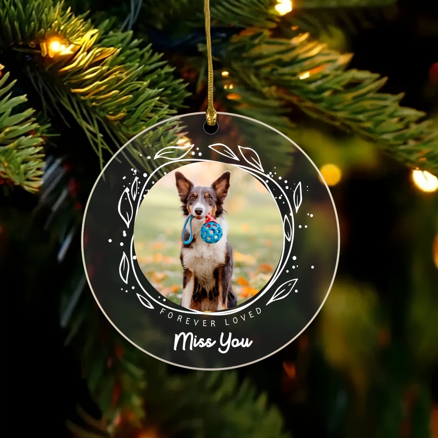 

Personalized Pet Photo Suncatcher 1pc - Acrylic () Christmas Tree Ornament, Custom Pet Memorial Hanging Decoration, 14+ Age Group - Special Keepsake And Gift Idea