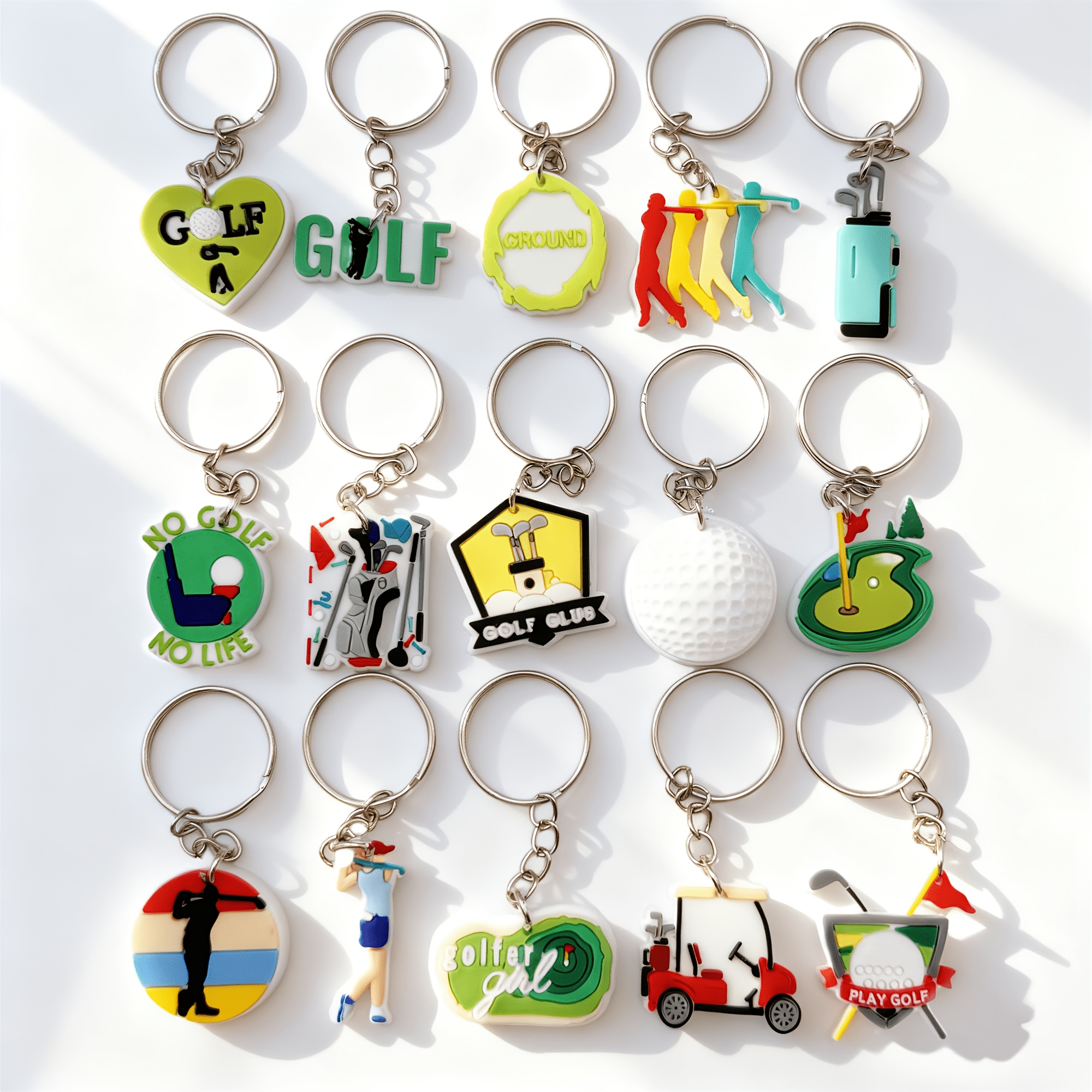 TEMU 2d Flat - 15pcs 2d Golf Keychain Sports Theme Party Gifts