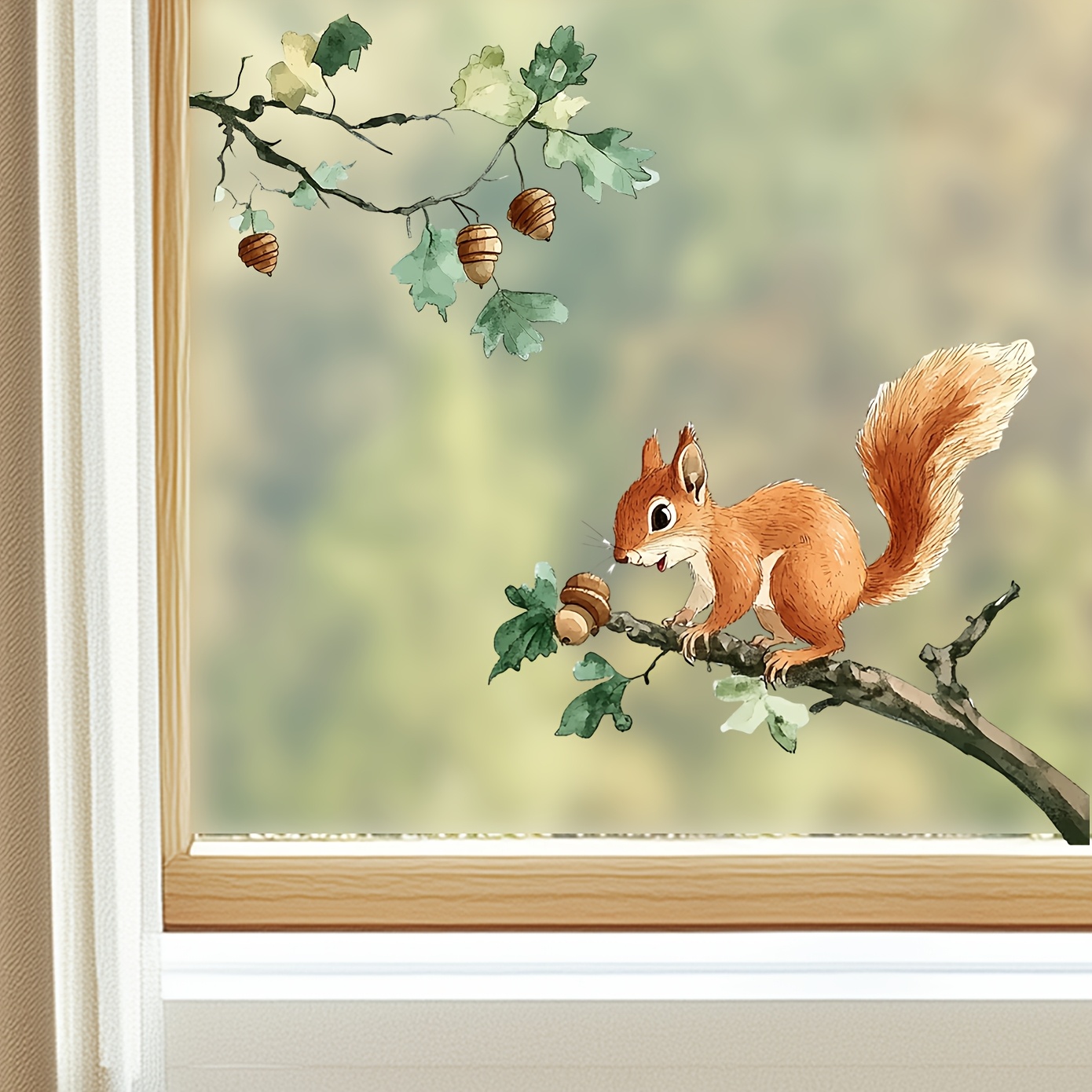 Animal Window Clings, Bird And Squirrel Wall Stickers, Wall Decals For Living Room, Bedroom, Playroom, And Kitchen Decorations