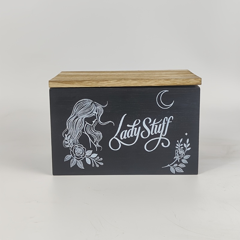 TEMU Holz-Aufbewahrungsbox für Damenhygieneprodukte und Taschentücher | Organizer für Badezimmer oder Schlafzimmer mit zwei Trennwänden, kompakte