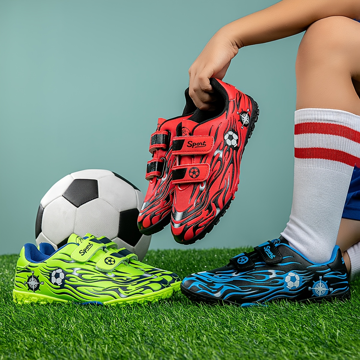 Indoor Soccer Shoes Boys Girls Soccer Cleats High Top Lightweight