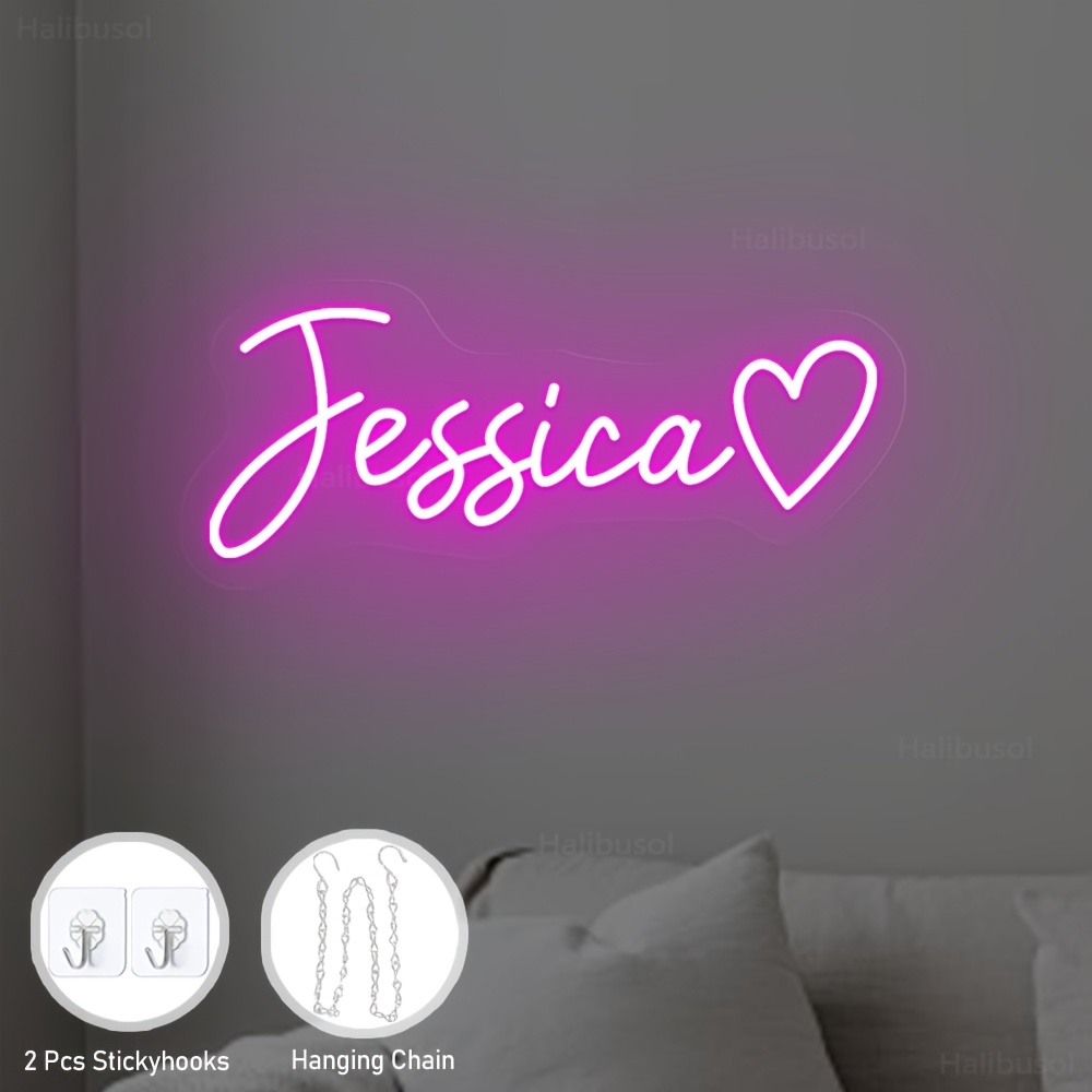 E-shop Personalisierte LED-Herzförmige Neonlichter - Helligkeit einstellbar, Disco--Lichter, USB-betriebene Wanddekorationen - für Hochzeiten,