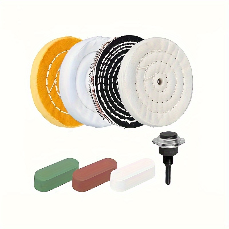 

4 Inches Buffing Polishing Wheel Kit With 3pcs Polish Compound, Soft/fine/medium/coarse/rough Buffer Wheels With 1/2' Arbor Hole Arbor Hole For Wood Plastic Metal Ceramic Glass