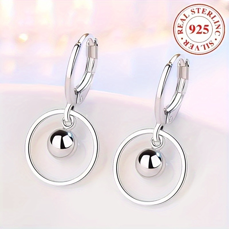 

Exquisite 925 Sterling Silver Hypoallergenic Circular Earrings With Hollow Circular Pendant, Elegant And Luxurious Style For Women's Banquet Gifts