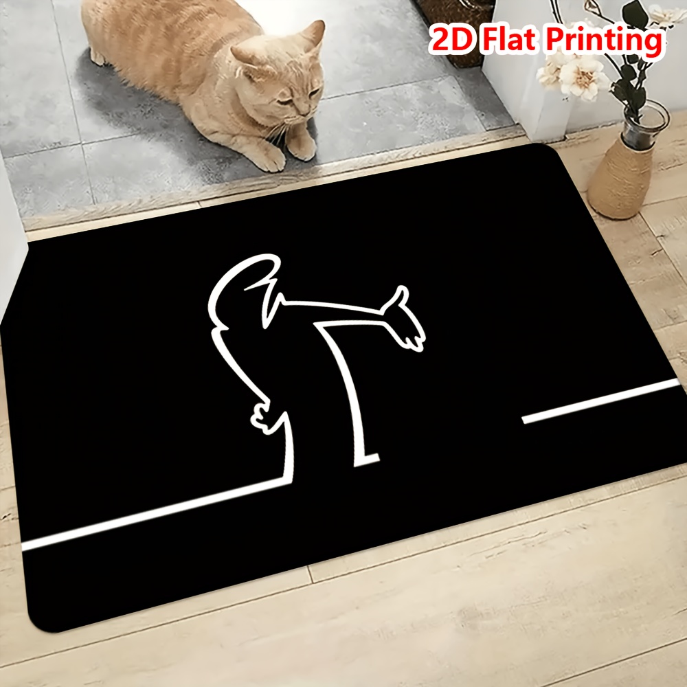 TEMU 1pc Modern Minimalist Non-slip Flannel With Thick Sponge Base & Anti-slip Backing - Soft Absorbent Suitable For Entryway,, Bathroom, Machine