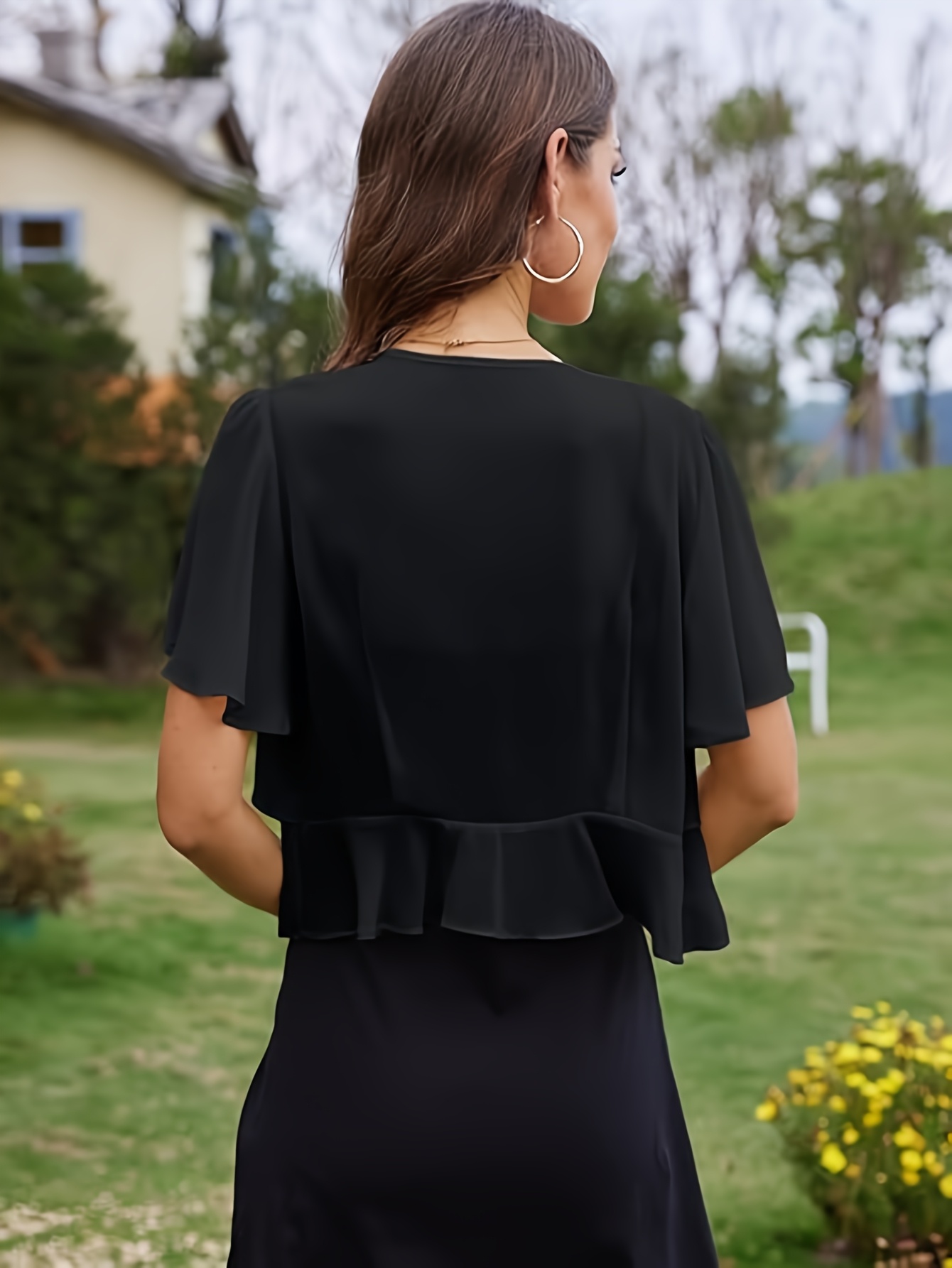 sachin and babi light blue dress Black Shrug Lace Shrug Lace Jacket Couture Bolero Lace Wedding Bolero  Bridal Lace Top Black Bridal Cover up Wedding Shrug Shrug for Bridel main image 1