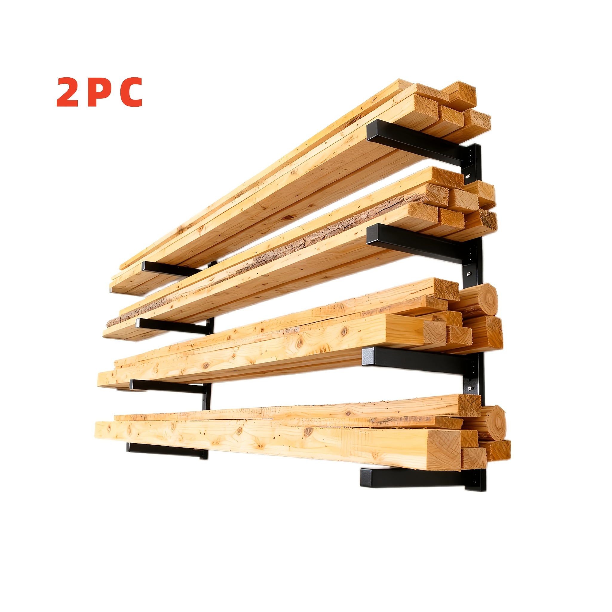 TEMU 2026 Wooden Storage Rack Wall Mounted Wooden Storage Rack, Heavy Duty Lumber Storage Rack, Metal Wooden Sorting Rack, Suitable For Sheds And
