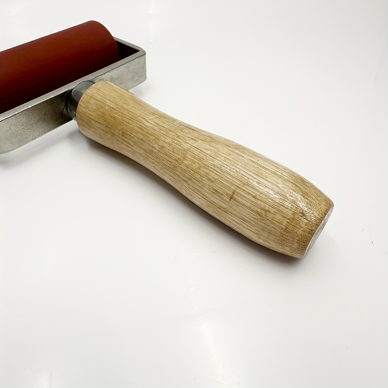 4-Inch Large Silicone Wooden Handle Pressure Roller Handheld High Temperature Resistant Pressure Roller PVC Teflon Silicone Roller Plastic Hot Air Welding Gun Welding Additions Double Axis Roller Film Wall Paper Tool Pressure Roller