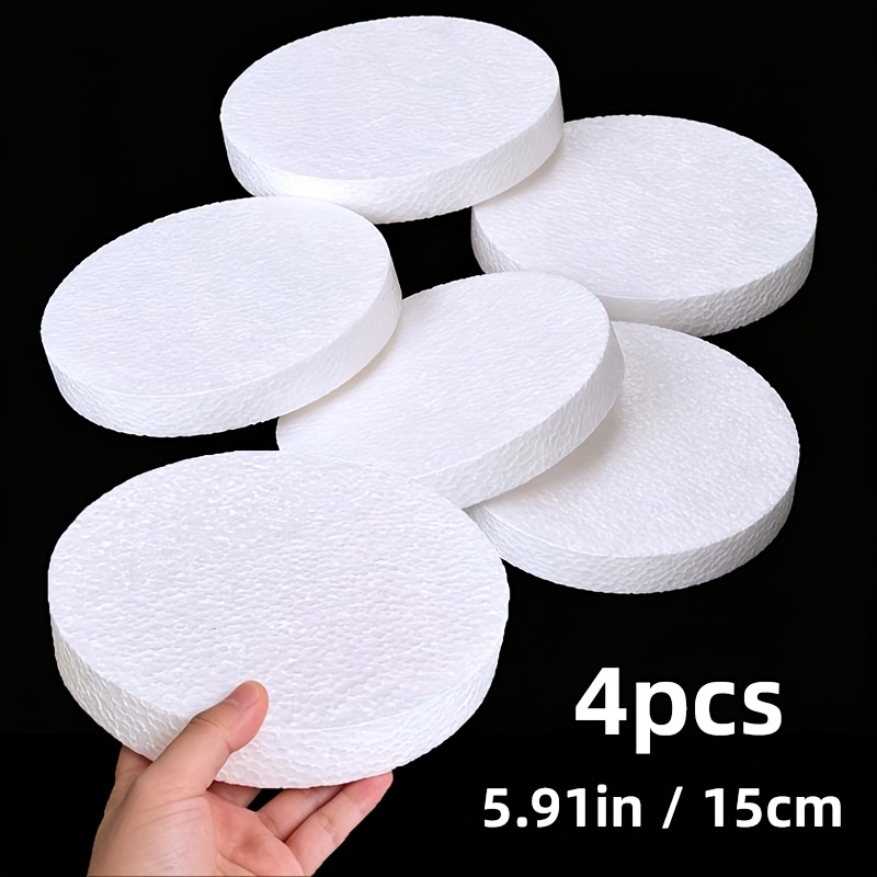 TEMU 4 Large White Lightweight Foam Discs; Creative Craft Decoration Models; Ideal For Painting And Crafting Decor; Materials For Hand-painting And ;