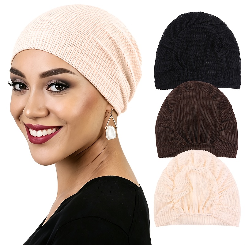 TEMU 3pcs Set Breathable Mesh Base Cap Hui Headscarf Hat Head Wrap