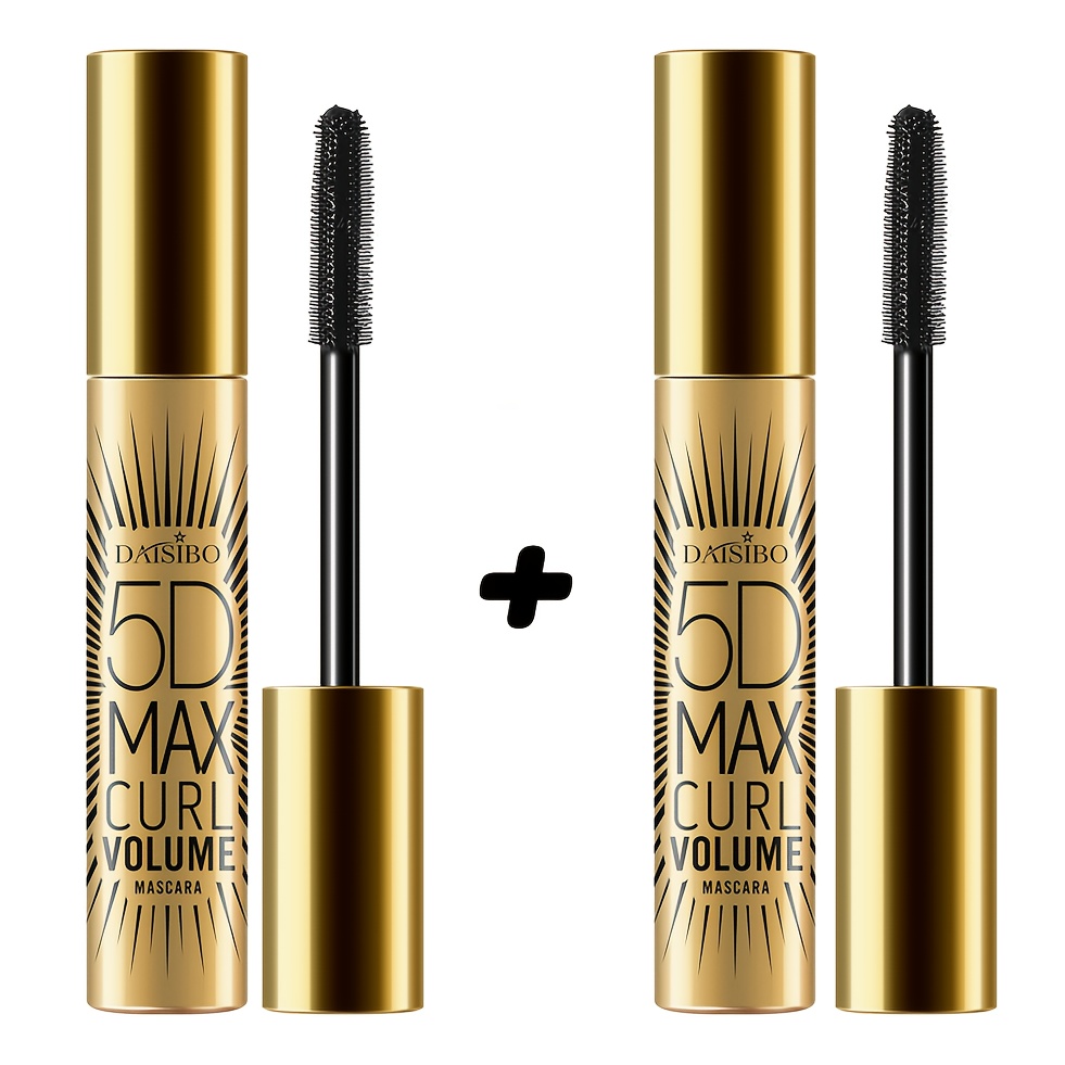 < Free> 2pcs-5d Mascara, Thick, Curling, Waterproof, Sweat-proof, , Brush Head, Smooth And , Suitable For Beginners, Gentle Formula