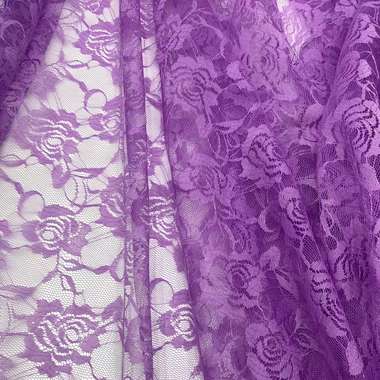 TEMU 1pc Of Rose Pattern Lace Fabric, , Pre-cut, Very Suitable For Creative Handmade, Home, Holiday Decoration, Gift Packaging, Etc