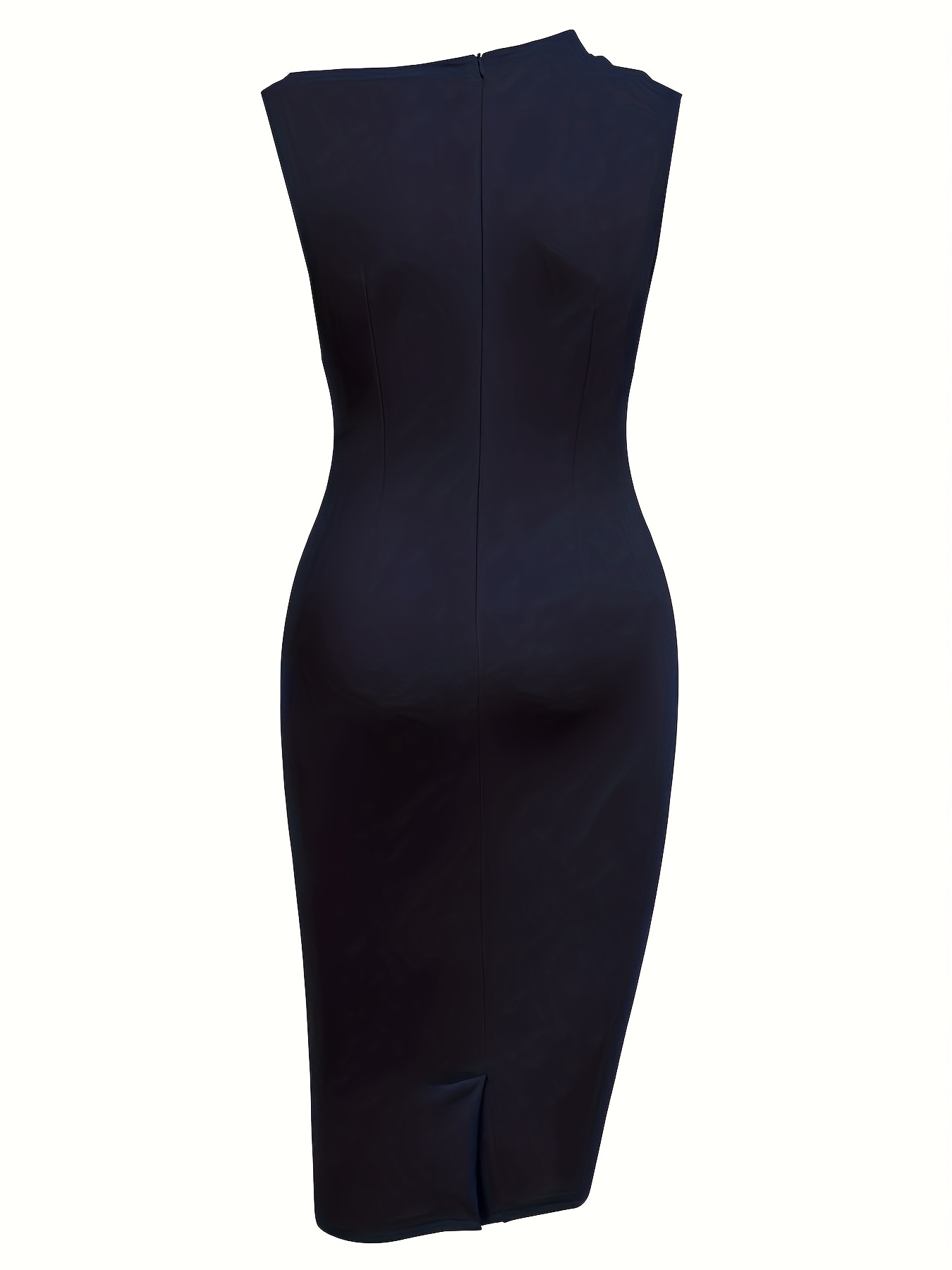 spring summer elegant solid color sleeveless boat neck   fit womens midi dress featuring a waist ruffle design that   body   suitable for office wear and   events details 12