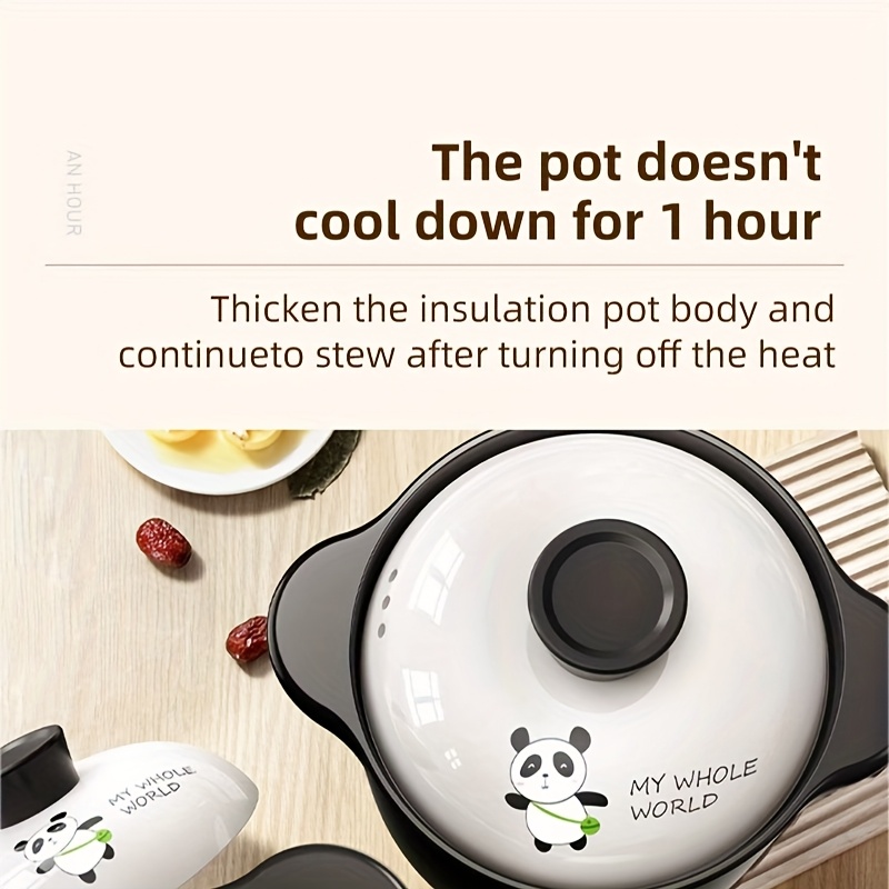 attractive panda soup pot cooker with white lid multi     cooker heat resistant non stick ceramic soup pot produces no impurities and is suitable for       and slow cookers details 3