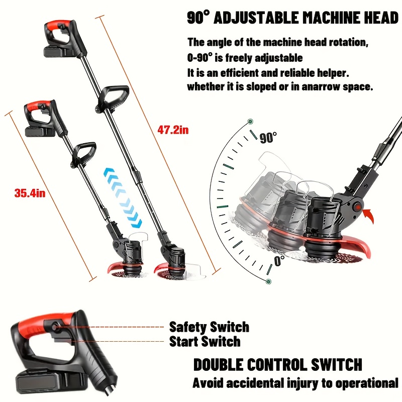 small portable electric lawn mower for home use li   cordless handheld mower multifunctional lawn mower for garden 3in 1 cordless lawn trimmer with 3 blades and rechargeable cordless lawn mower gift for dadeaster details 6