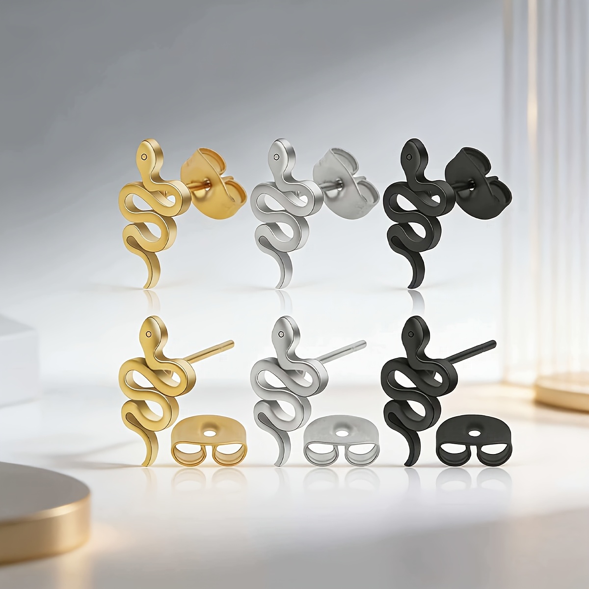 TEMU 3 paires de boucles d'oreilles de en acier inoxydable 304 316, disponibles en plusieurs couleurs, adaptées à un usage ou en soirée, et peuvent