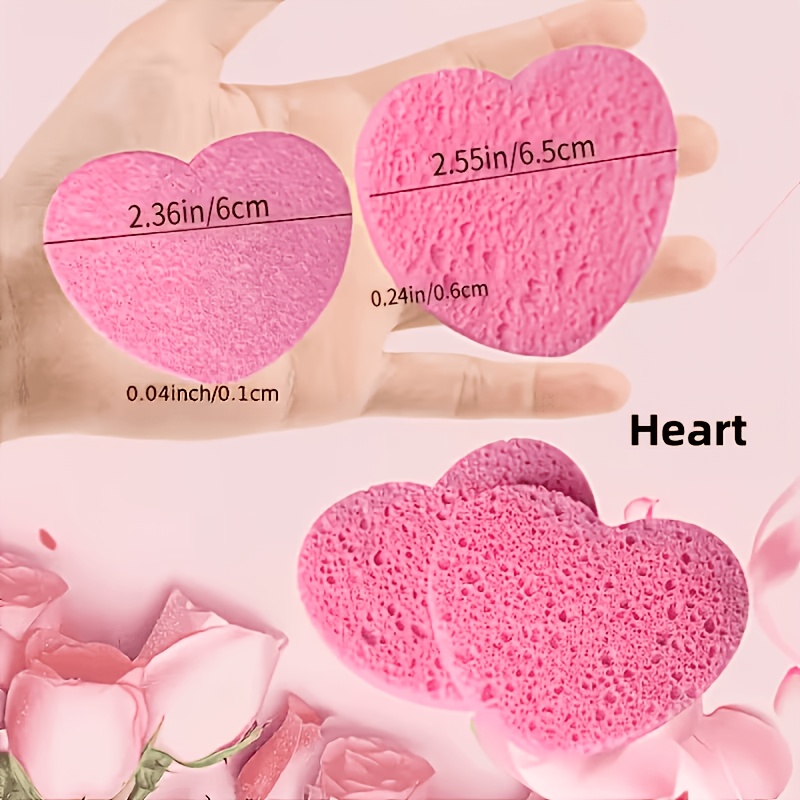 36/48pcs Heart-Shaped Compressed Facial Sponges for Cleansing