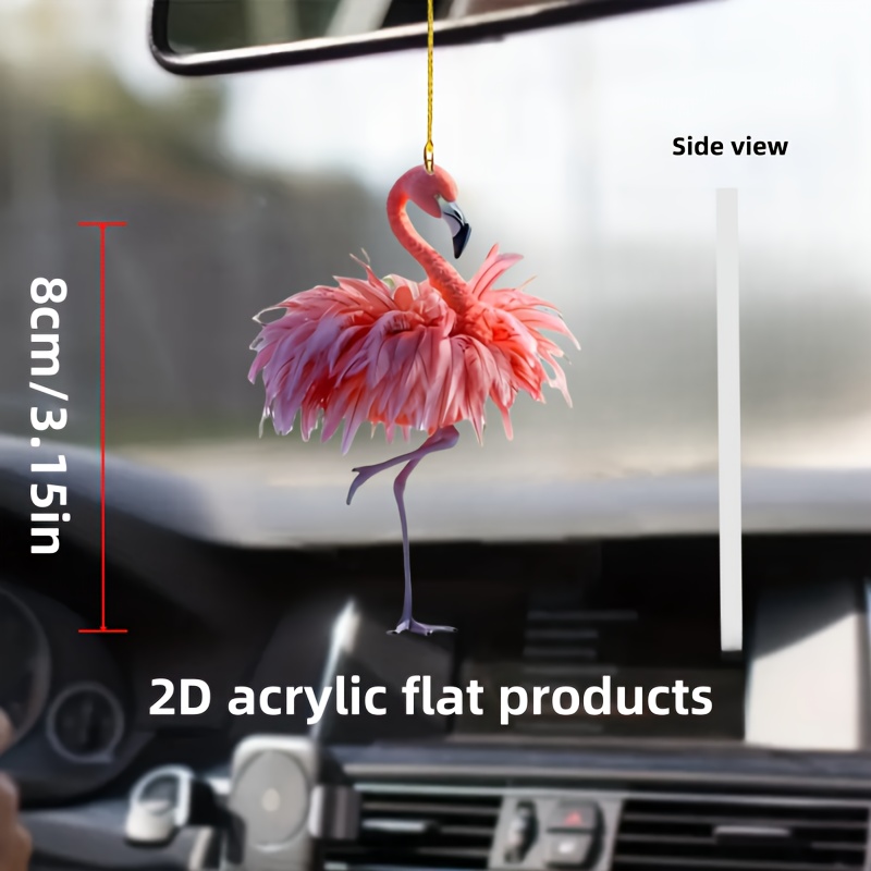 

2d Flat, Acrylic Flamingo Car Ornament - Christmas Trees & Backpacks, Festive Vehicle Interior Accessory